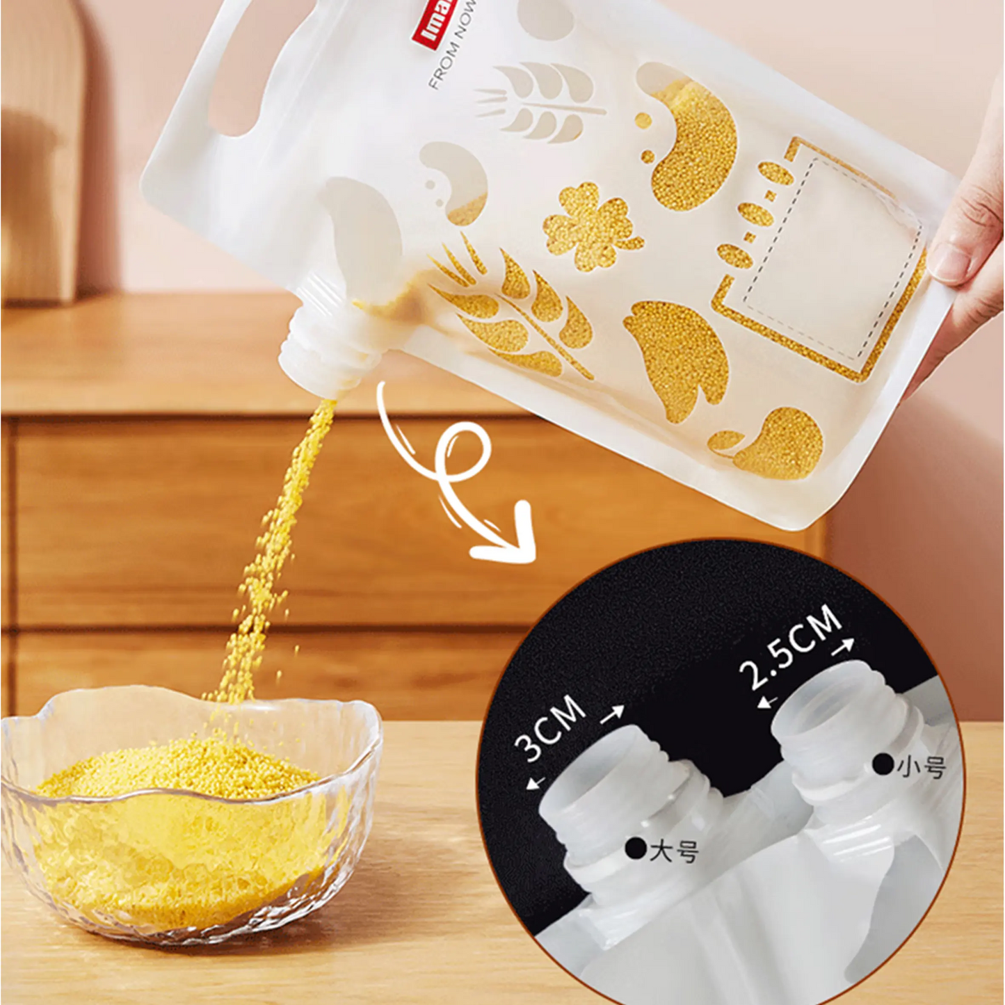 Transparent Reusable Moisture-proof Sealed Food Storage Bag Plastic Packaging Rice Cereal Bag Portable Spout Bag
