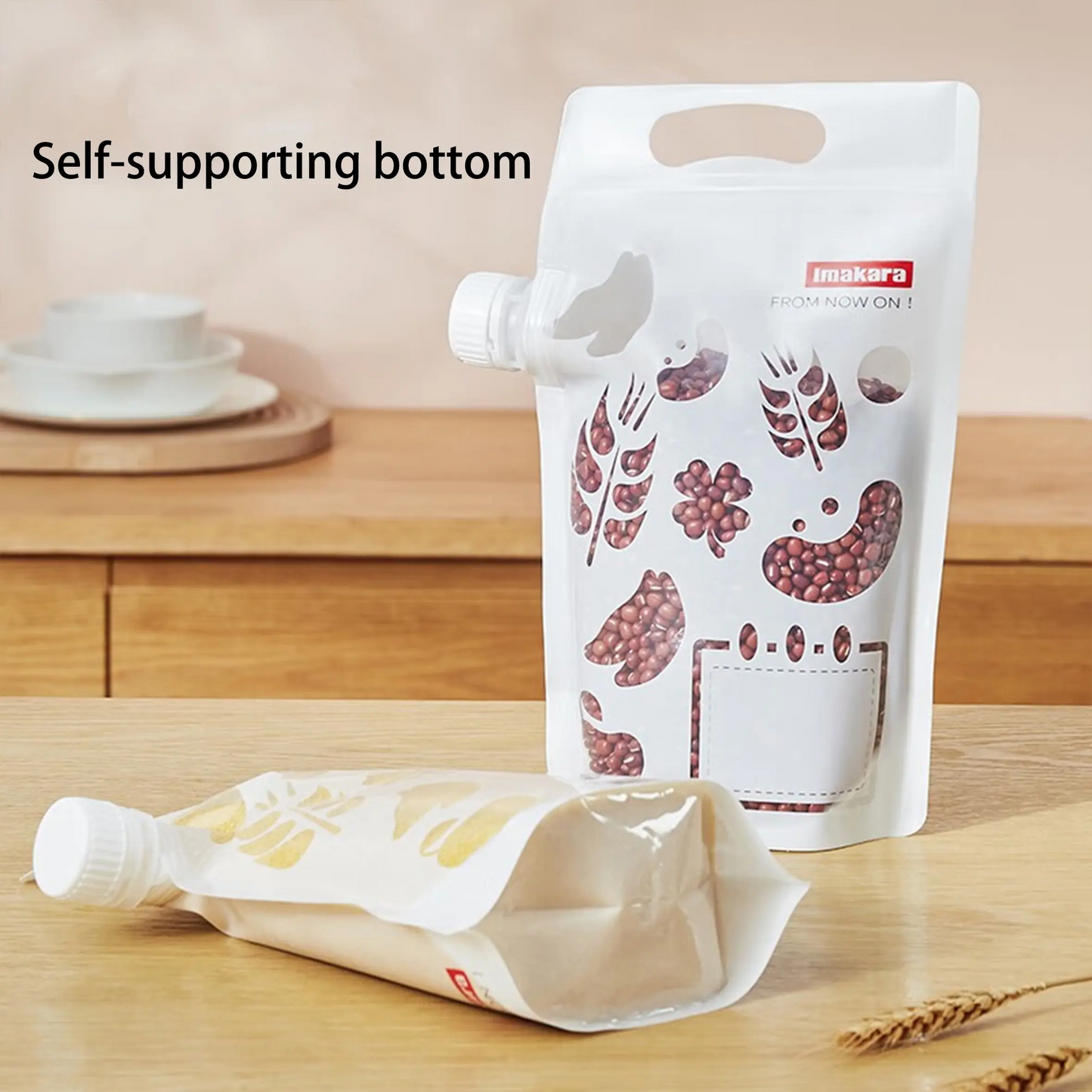 Transparent Reusable Moisture-proof Sealed Food Storage Bag Plastic Packaging Rice Cereal Bag Portable Spout Bag