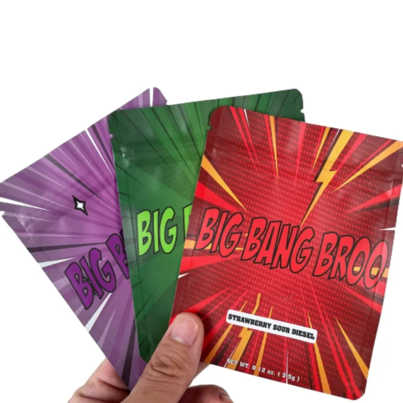 Customized Rainbow Holographic Special Shape 3.5g Mylar Bag Laser Zipper Bag Candy Plastic Packaging Ziplock Bag