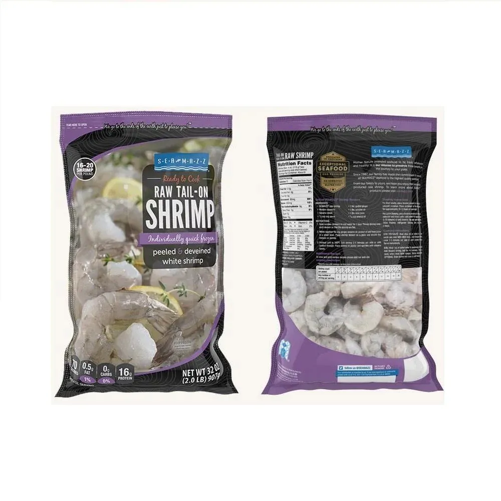 Customized Plastic Packaging Sealer Bag Hot Seal With Window Food Three-side Seal Bag Meat Seafood Freezer Bag