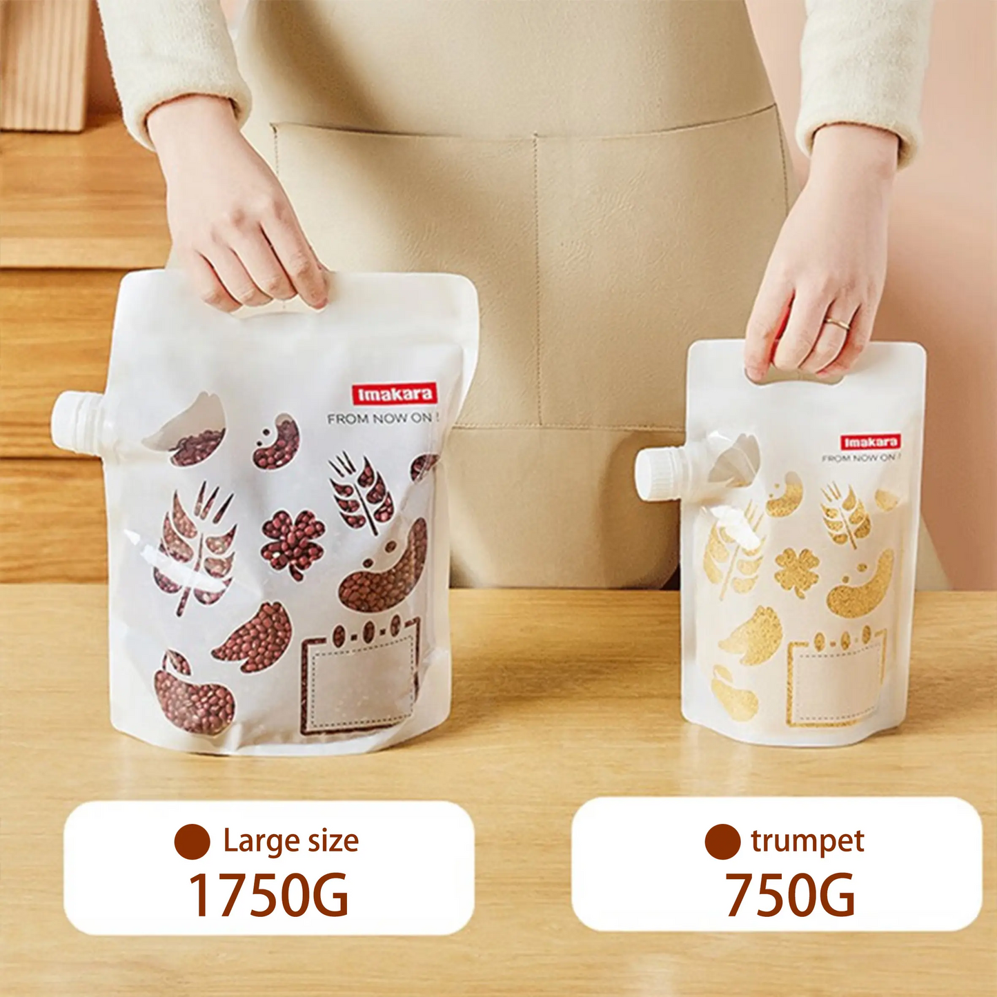 Transparent Reusable Moisture-proof Sealed Food Storage Bag Plastic Packaging Rice Cereal Bag Portable Spout Bag