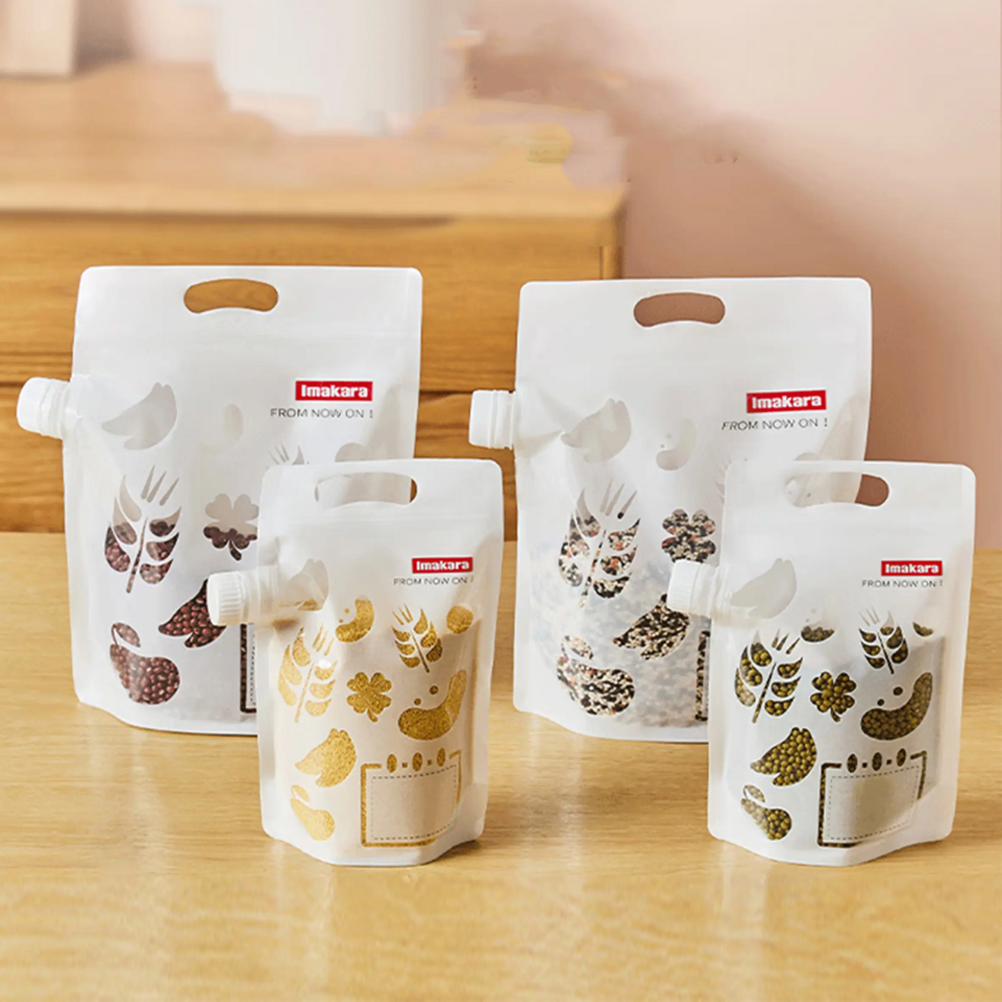 Transparent Reusable Moisture-proof Sealed Food Storage Bag Plastic Packaging Rice Cereal Bag Portable Spout Bag